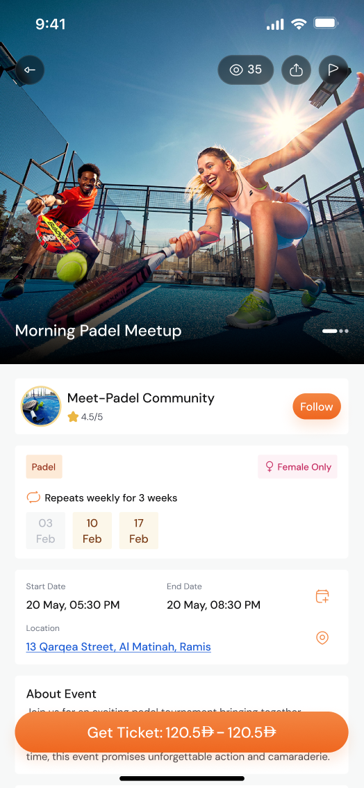 Discovering events and communities in the Meet'n'Train app